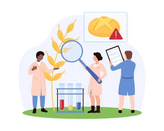 Cientista trabalhando em pesquisa sobre trigo  Illustration
