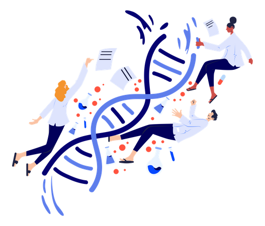 Cientista trabalhando no DNA humano  Ilustração