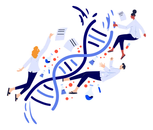 Cientista trabalhando no DNA humano  Ilustração