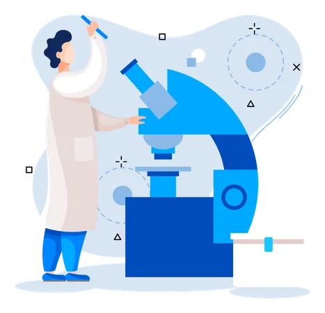 Cientista usando ferramentas de laboratório  Ilustração