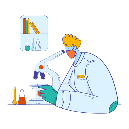 Cientistas fazendo experimentos científicos  Ilustração