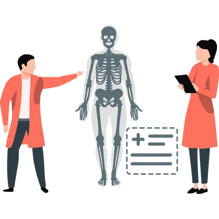 Cientistas fazendo pesquisas sobre o corpo humano  Ilustração