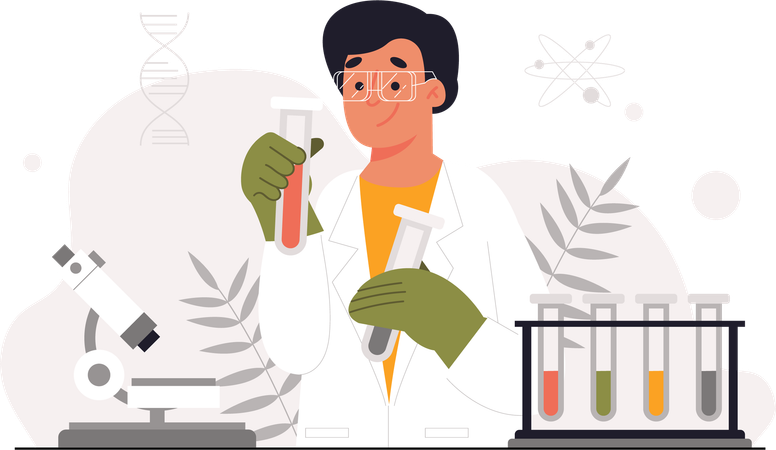 Cientistas fazendo pesquisas para medicina  Illustration