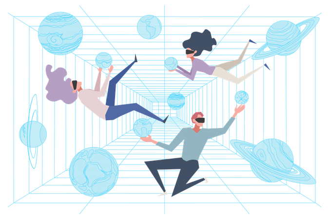 Cientistas na sala de simulação  Ilustração