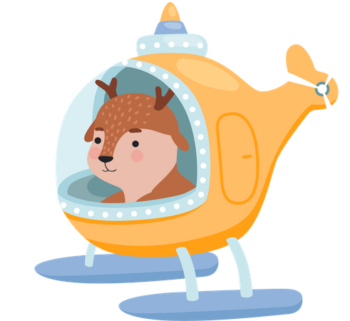 Ciervo volando en helicóptero  Ilustración