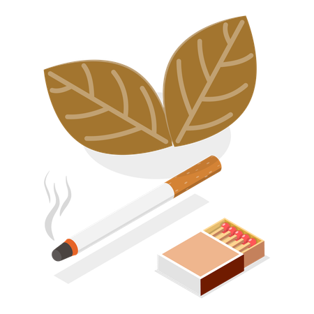 Cigarrillo con caja de cerillas  Ilustración