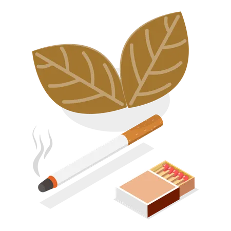 Cigarrillo con caja de cerillas  Ilustración