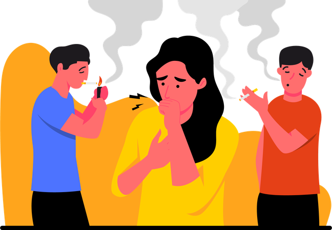 Los cigarrillos causan contaminación del aire.  Ilustración