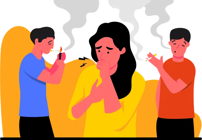 Los cigarrillos causan contaminación del aire.  Ilustración