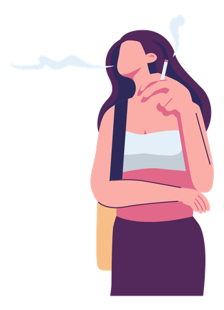 Mulher fumando cigarro  Ilustração