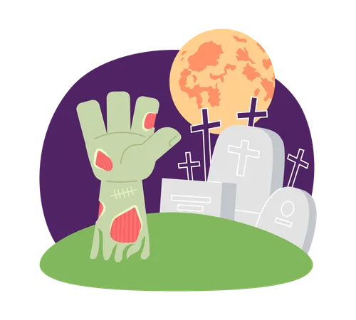 Cimetière de zombies la nuit d'Halloween  Illustration