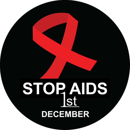Detenga la cinta de concientización sobre el sida en fondo negro Ilustración de vector de cinta roja  Ilustración
