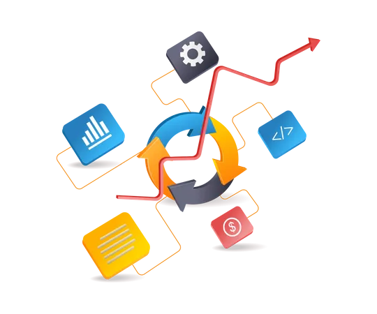 Circle data analysis business grows  Illustration