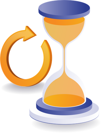 Circle rotation arrow with hourglass  Illustration