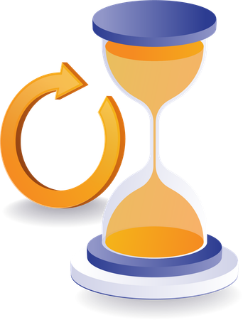 Circle rotation arrow with hourglass  Illustration