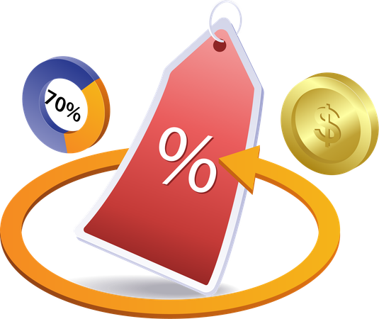 Circle round arrow discount label promotion symbol  Illustration