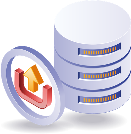 Circle symbol upload with download database server  Illustration