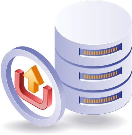 Circle symbol upload with download database server  Illustration