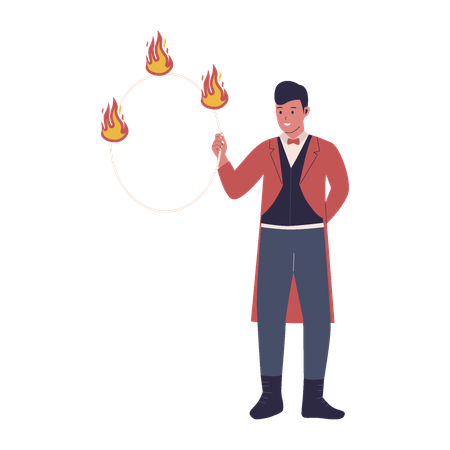 Anillo de circo de aro de fuego.  Ilustración