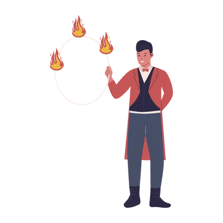 Anillo de circo de aro de fuego.  Ilustración