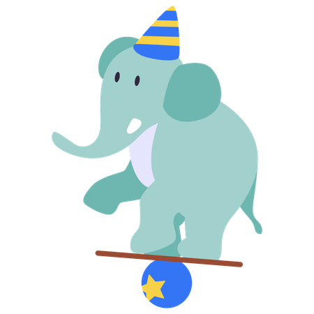 Elefante del circo sulla palla  Illustration