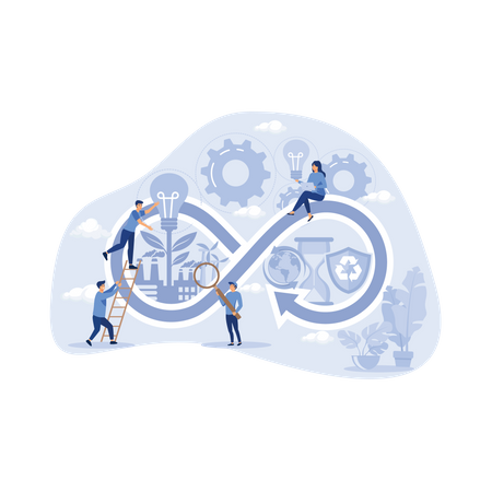 Circular economy manufacturing cycle  Illustration