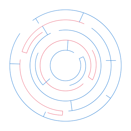 Circular maze puzzle with paths  Illustration