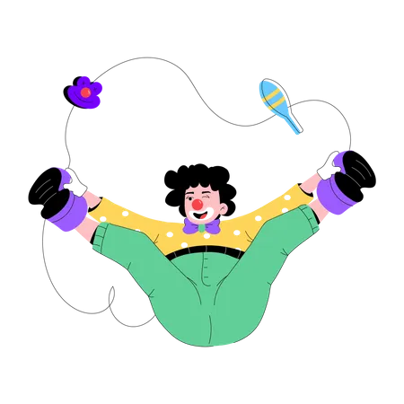 A Flat Illustration Of Circus Character Illustration