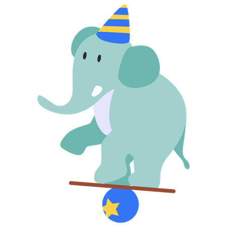 Circus Elephant on the ball  Illustration