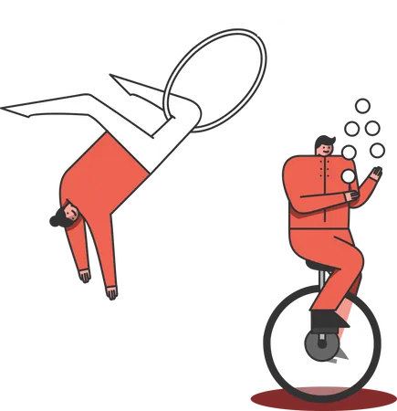 Circus juggler and acrobat doing tricks  Illustration