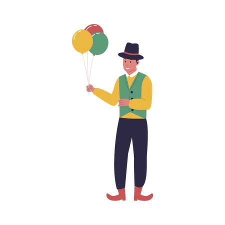 Circus Clown With Balloon Illustration