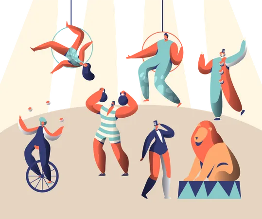 Circus performers doing performance  Illustration