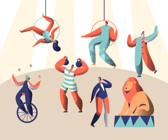 Circus performers doing performance  Illustration