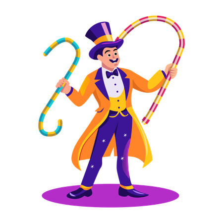 Circus ringmaster doing show  Illustration