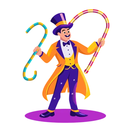 Circus ringmaster doing show  Illustration