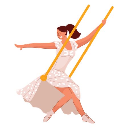 Circus woman on swing  Illustration