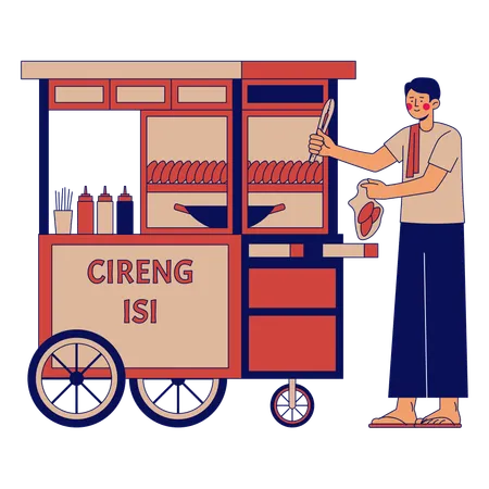Cireng Isi Street Vendor  Illustration
