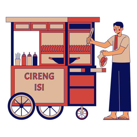 Cireng Isi Street Vendor  Illustration