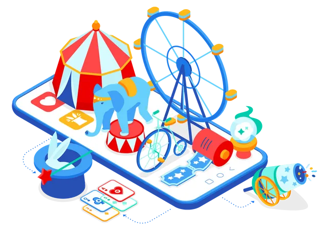 Cirque en ligne sur mobile  Illustration