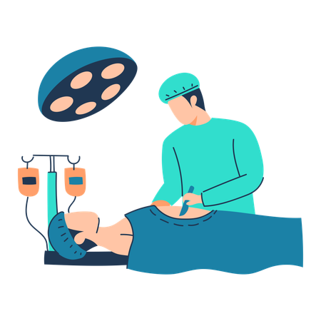 Cirurgião está realizando operação cirúrgica  Ilustração