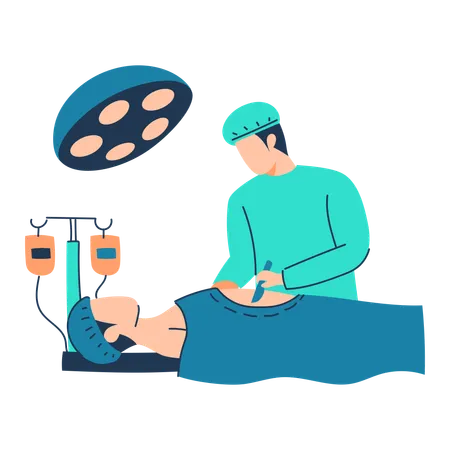 Cirurgião está realizando operação cirúrgica  Ilustração