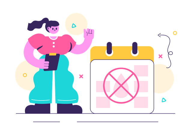 Mujer cancelando cita de hormonas  Ilustración