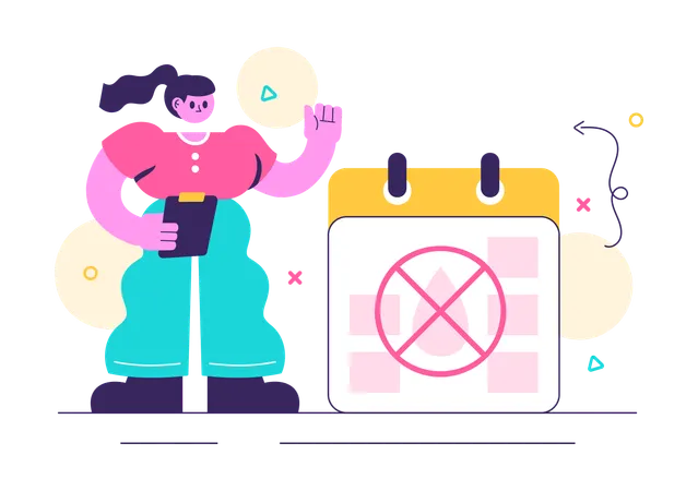 Mujer cancelando cita de hormonas  Ilustración