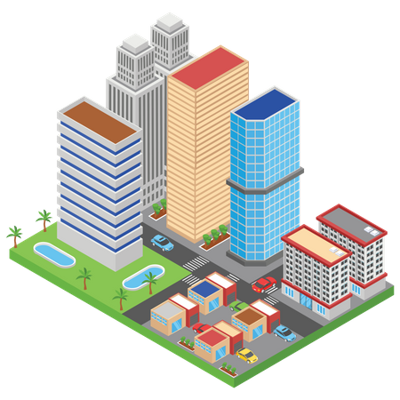 City buildings and skyscrapers Illustration