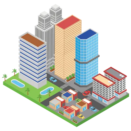 City buildings and skyscrapers  Illustration