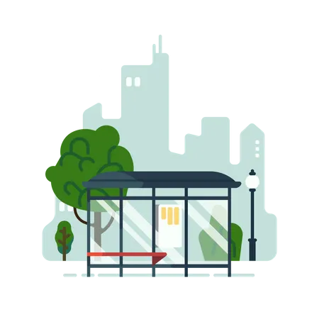 City bus stand  Illustration