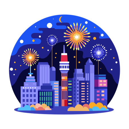 City Fireworks  Illustration