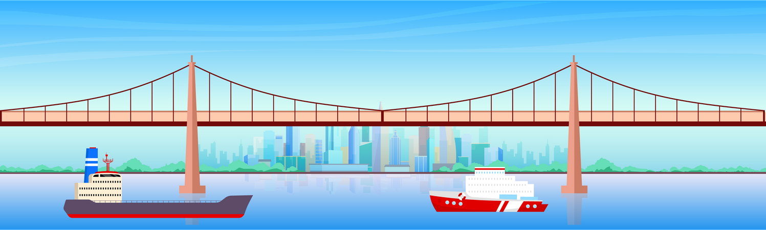 City harbor  Illustration