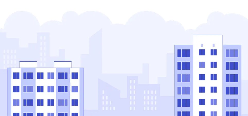 建物のある都市の風景  イラスト