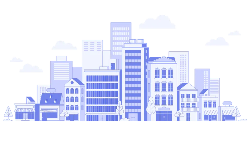 City landscape with buildings  Illustration